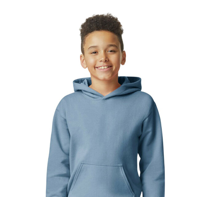 Gildan Kinder/kids softstyle plain fleece midweight hoodie UTFK3332_stoneblue large