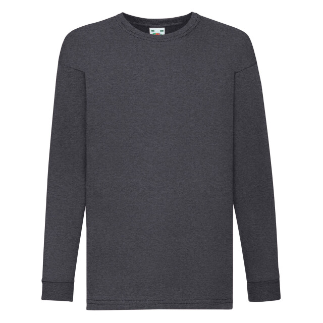 Fruit of the Loom Kinder/kinder valueweight polycotton t-shirt met lange mouwen UTFK3188_darkheathergrey large