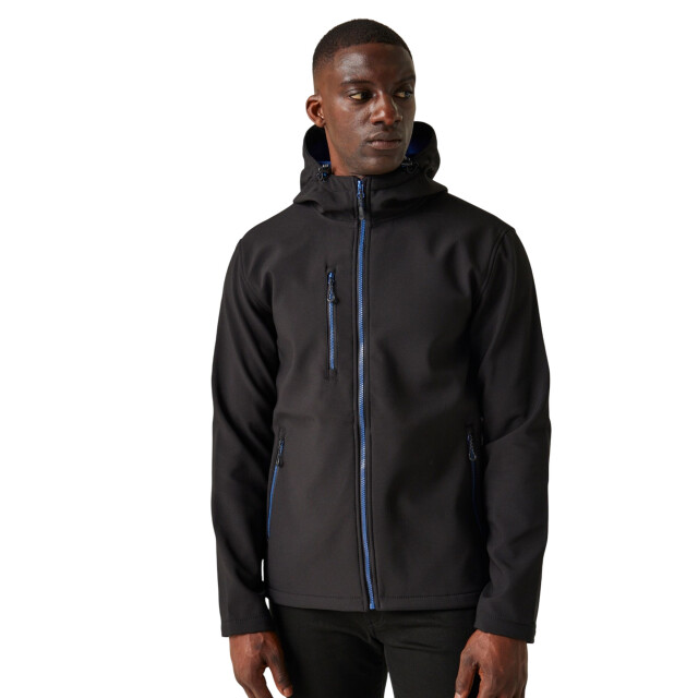 Regatta Heren navigate dubbellaags soft shell jacket met capuchon UTFK3122_blacknewroyal large