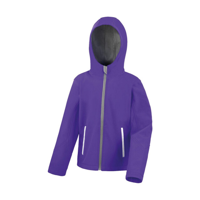 Result Kinder/kids tx performance hooded soft shell jacket UTFK3020_purplegrey large