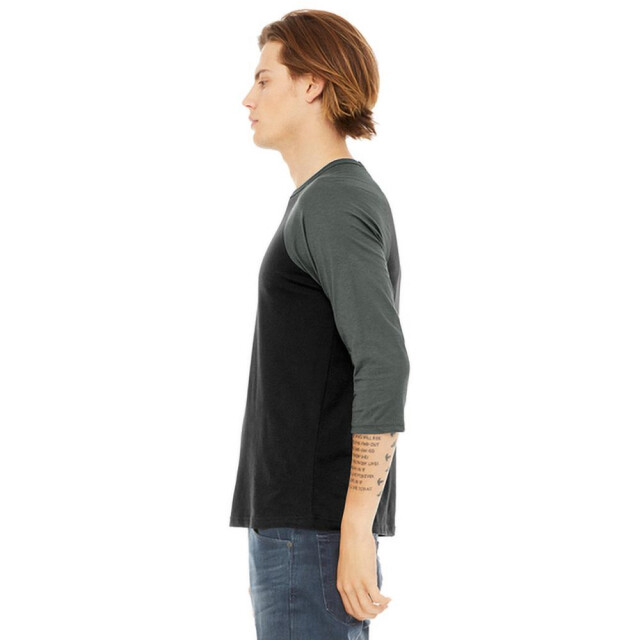 Bella + Canvas Canvas heren 3/4 mouwen baseball t-shirt UTFK271_blackdeepheathergrey large