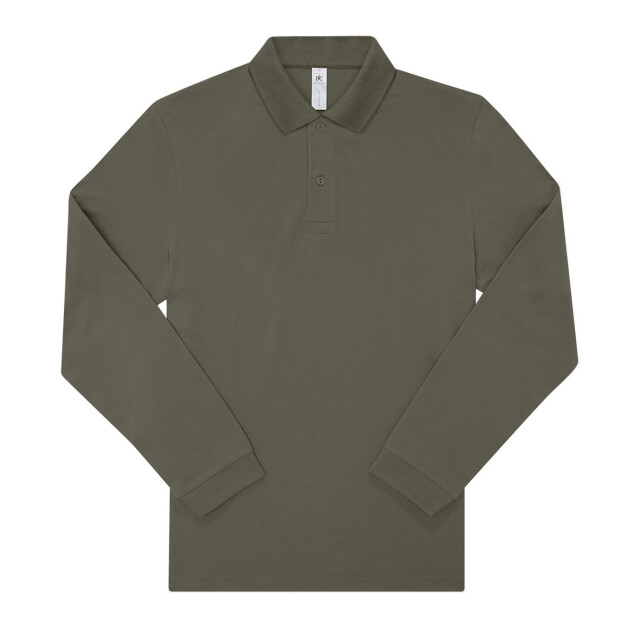 B and C Heren my polo 180 poloshirt met lange mouwen UTFK2867_camogreen large