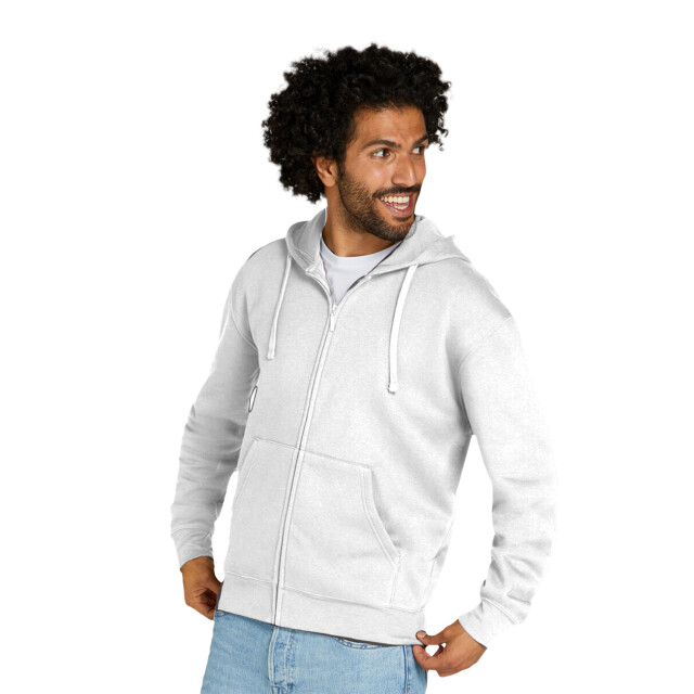 SG Heren met effen oxford hoodie met volledige rits UTFK2620_snowwhite large