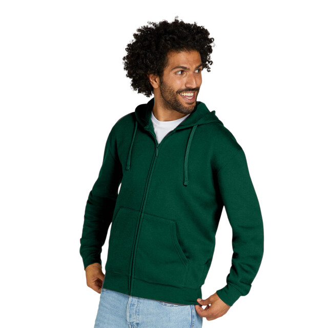 SG Heren met effen oxford hoodie met volledige rits UTFK2620_bottlegreen large