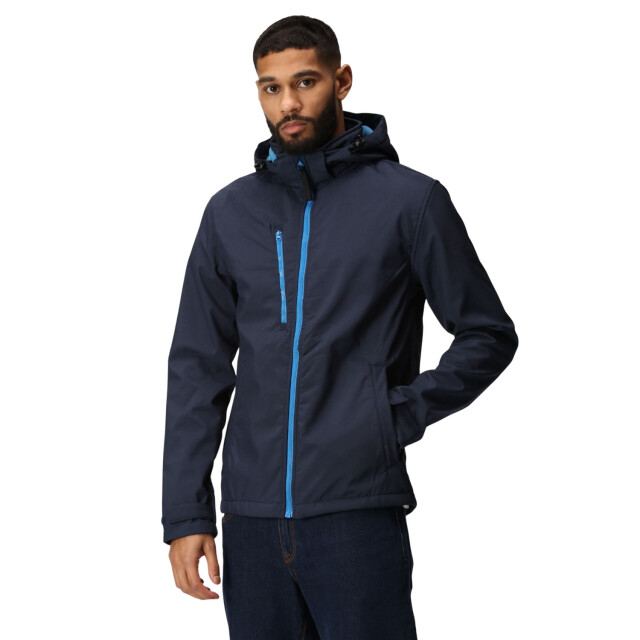 Regatta Heren venturer 3 layer hooded soft shell jacket UTFK2621_navyfrenchblue large