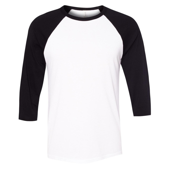 Bella + Canvas Canvas heren 3/4 mouwen baseball t-shirt UTFK271_whiteblack large