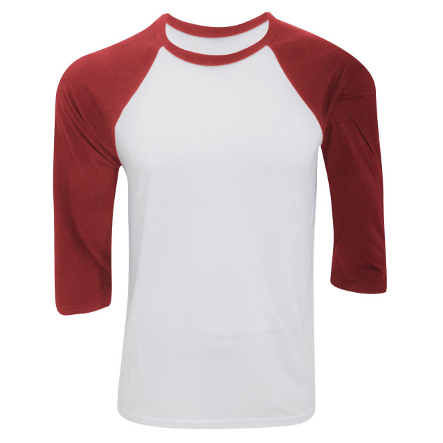 Bella + Canvas Canvas heren 3/4 mouwen baseball t-shirt UTFK271_whitered large