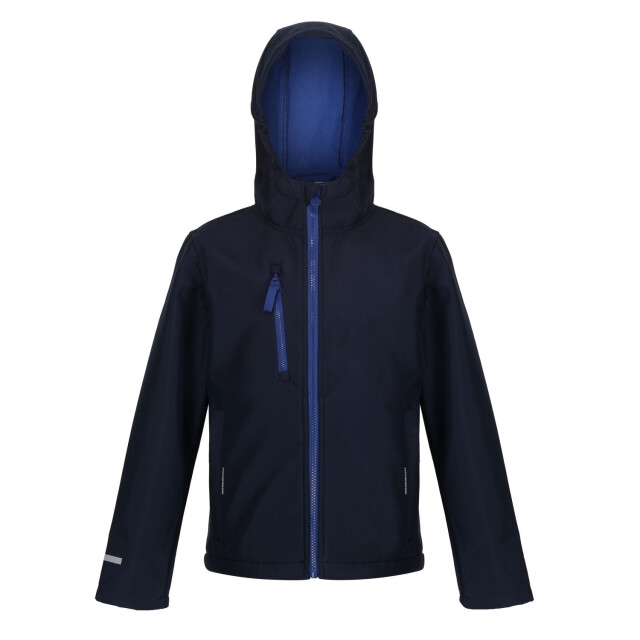 Regatta Kinder/kids a 3 layer hooded soft shell jacket UTFK2529_navyroyalblue large