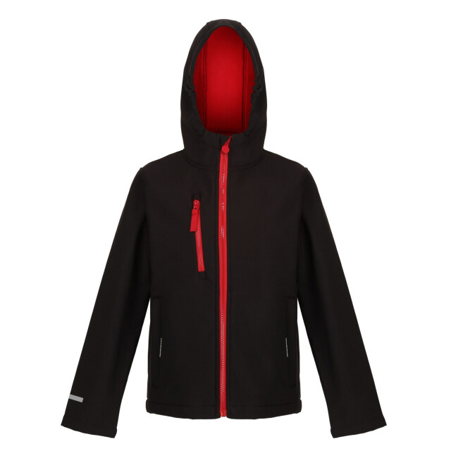 Regatta Kinder/kids ablaze 3 layer hooded soft shell jacket UTFK2529_blackclassicred large
