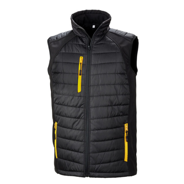Result Gewatteerd heren compass softshell gilet UTFK2533_blackyellow large