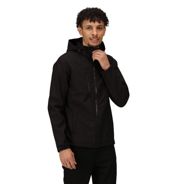 Regatta Heren venturer 3 layer hooded soft shell jacket UTFK2621_black large