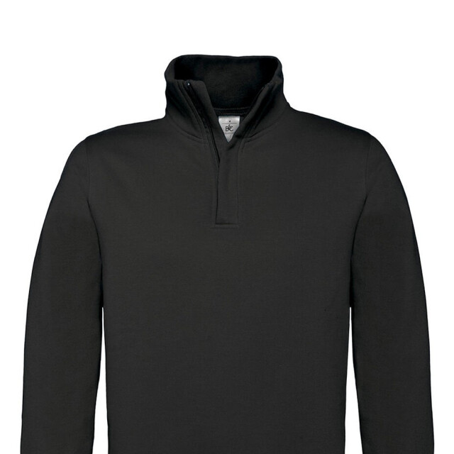 B and C Heren id.004 katoenen sweatshirt met kwart ritssluiting UTFK2518_black large