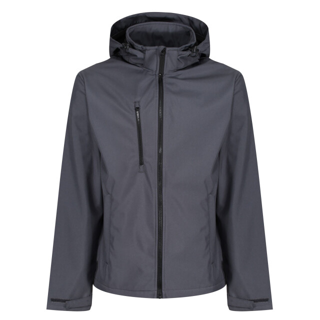 Regatta Heren venturer 3 layer hooded soft shell jacket UTFK2621_sealgreyblack large