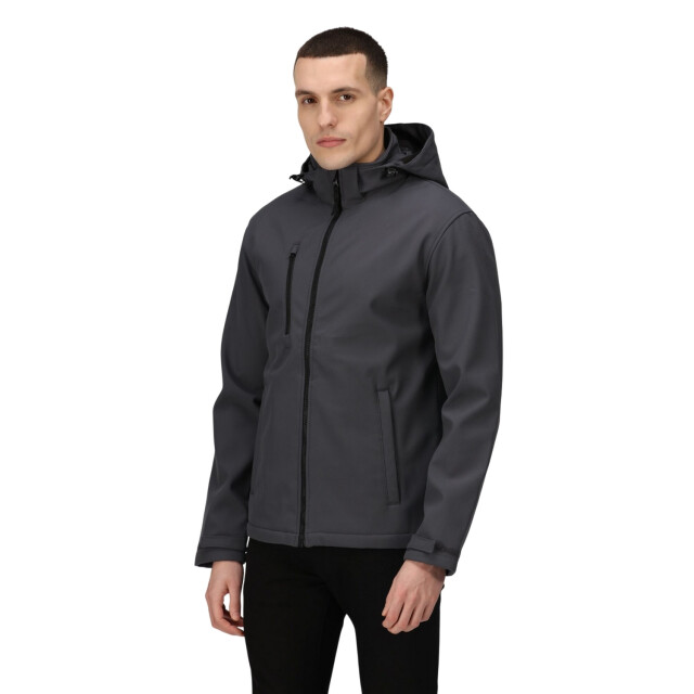 Regatta Heren venturer 3 layer hooded soft shell jacket UTFK2621_sealgreyblack large
