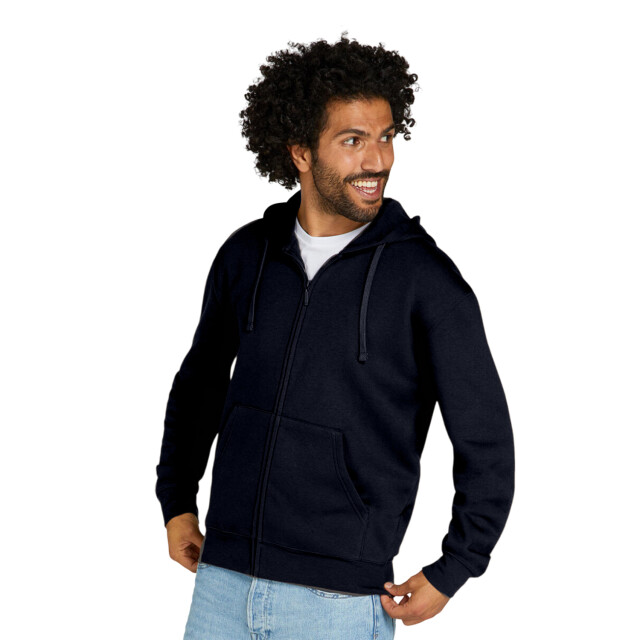 SG Heren met effen oxford hoodie met volledige rits UTFK2620_darkblack large