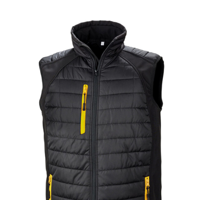 Result Gewatteerd heren compass softshell gilet UTFK2533_blackyellow large