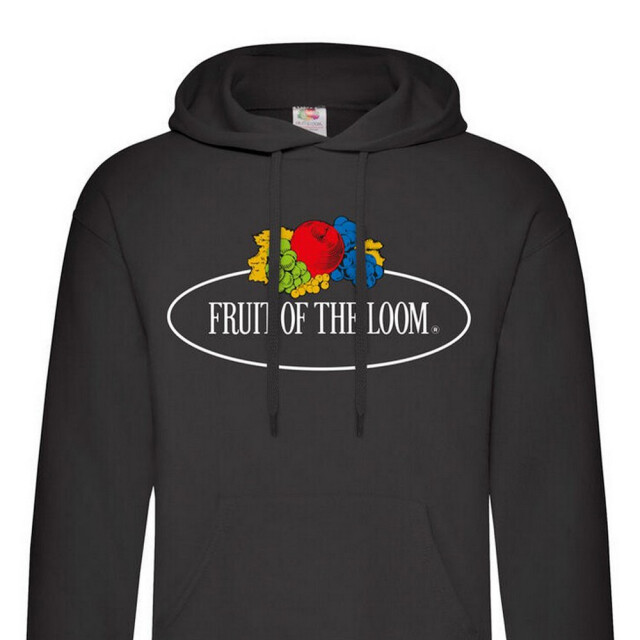 Fruit of the Loom Dames vintage klassieke logo bedrukte hoodie UTFK2295_black large