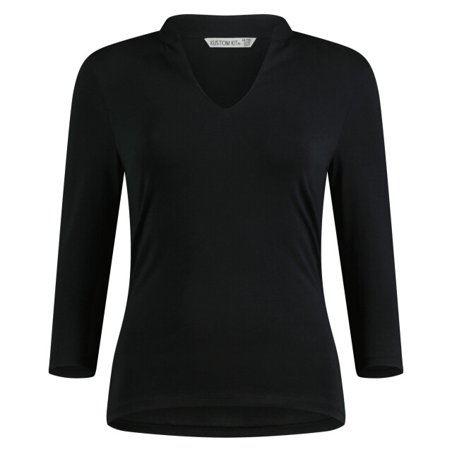 Kustom Kit Dames mandarijnkraag regular 3/4 mouw top UTFK2413_black large