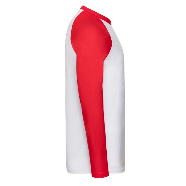 Fruit of the Loom Heren valueweight baseball t-shirt met lange mouwen UTFK2329_whitered large