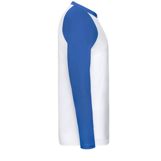 Fruit of the Loom Heren valueweight baseball t-shirt met lange mouwen UTFK2329_whiteroyalblue large