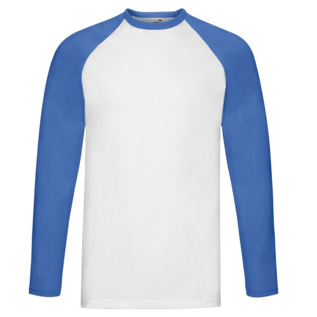 Fruit of the Loom Heren valueweight baseball t-shirt met lange mouwen UTFK2329_whiteroyalblue large
