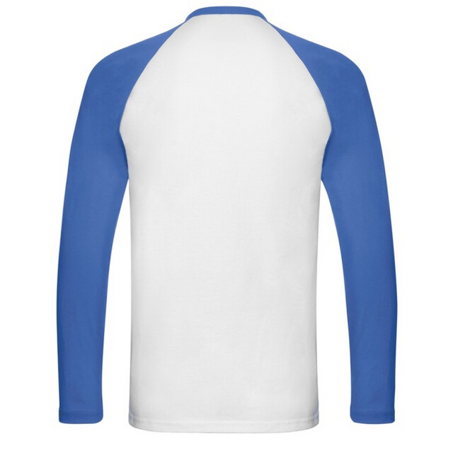 Fruit of the Loom Heren valueweight baseball t-shirt met lange mouwen UTFK2329_whiteroyalblue large