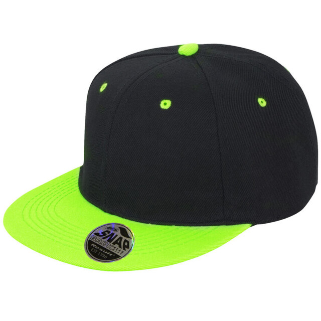 Result Bronx original contrast flat peak baseball cap UTFK2273_blacklime large