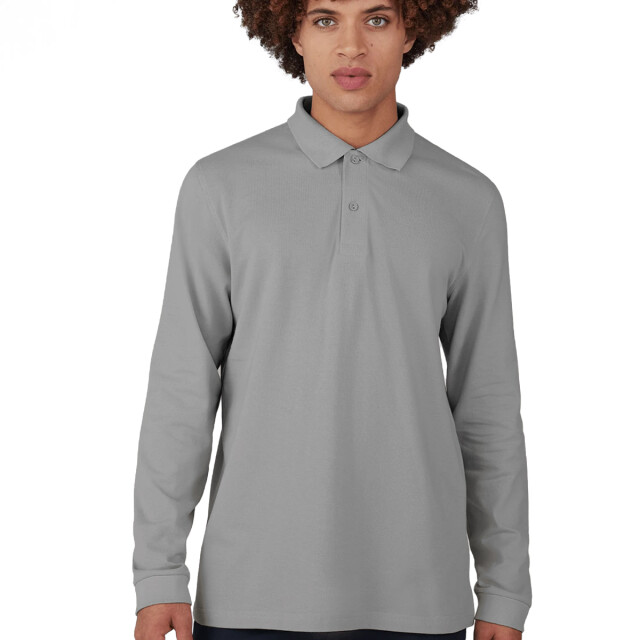 B and C Heren my 180 poloshirt met lange mouwen UTFK2228_sportsgrey large