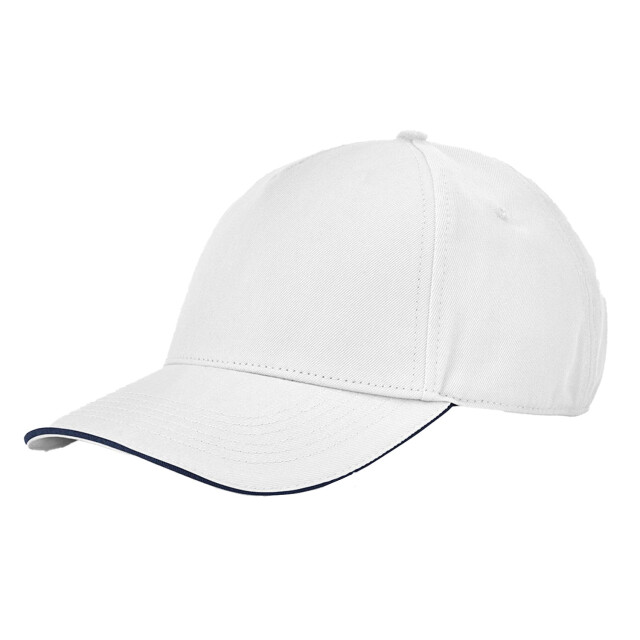 Beechfield Earthaware classic 5 panel organic cotton sandwich peak baseball cap UTFK2246_whitefrenchnavy large