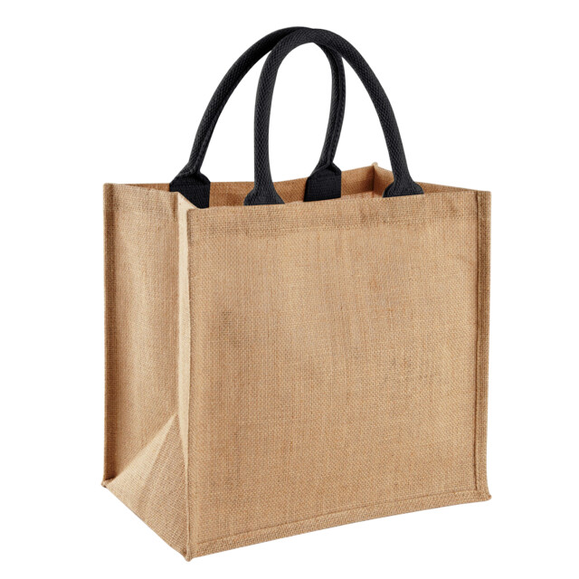 Westford Mill Midi gelamineerde jute 14l boodschappentas UTFK2142_naturalblack large