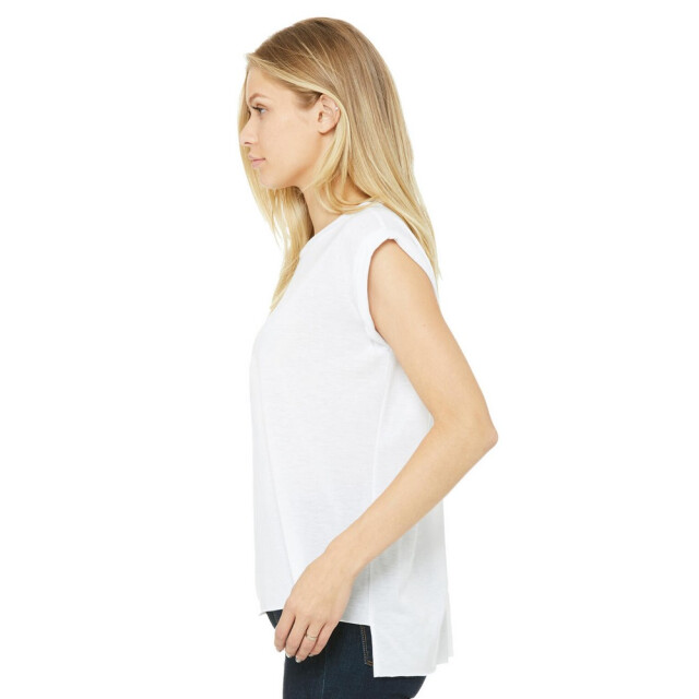 Bella + Canvas Dames flowy muscle t-shirt met opgerolde mouwen UTFK2081_white large