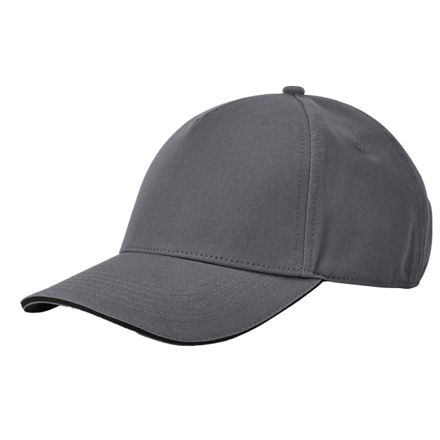 Beechfield Earthaware classic 5 panel organic cotton sandwich peak baseball cap UTFK2246_graphitegreyblack large