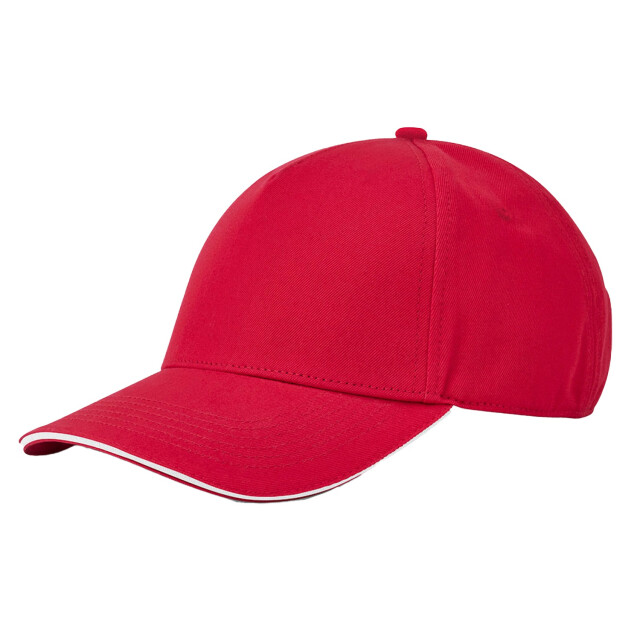 Beechfield Earthaware classic 5 panel organic cotton sandwich peak baseball cap UTFK2246_classicredwhite large