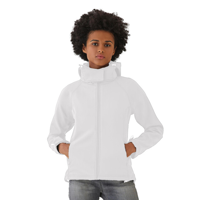 B and C Dames soft shell jas met capuchon UTFK2024_white large