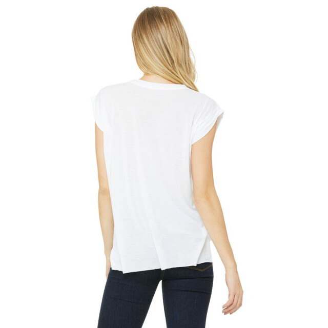 Bella + Canvas Dames flowy muscle t-shirt met opgerolde mouwen UTFK2081_white large
