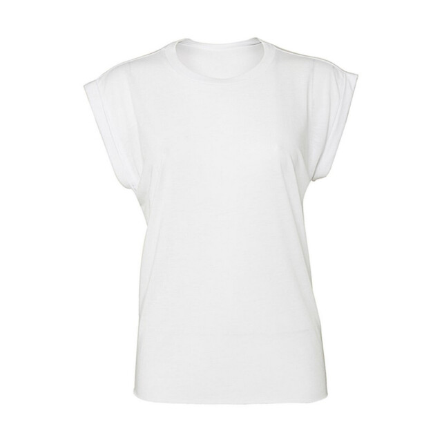 Bella + Canvas Dames flowy muscle t-shirt met opgerolde mouwen UTFK2081_white large
