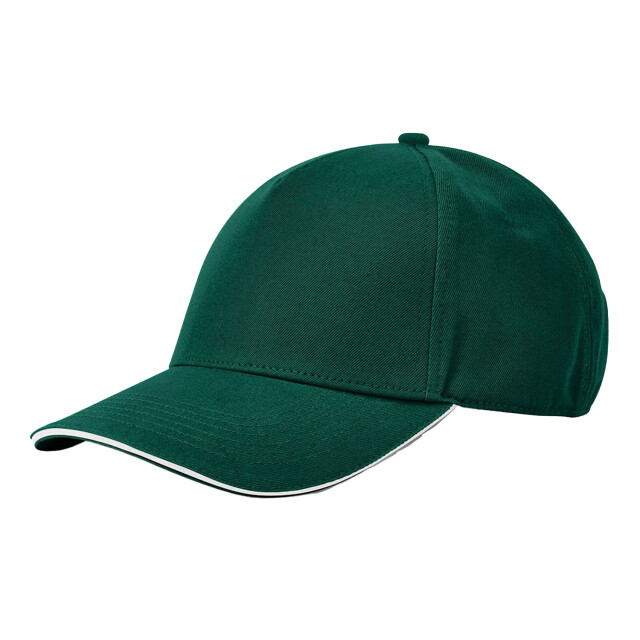 Beechfield Earthaware classic 5 panel organic cotton sandwich peak baseball cap UTFK2246_bottlegreenwhite large
