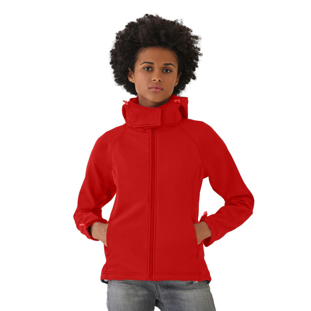 B and C Dames soft shell jas met capuchon UTFK2024_red large