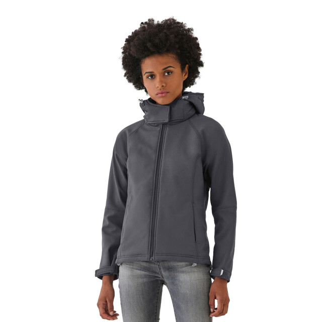 B and C Dames soft shell jas met capuchon UTFK2024_darkgrey large