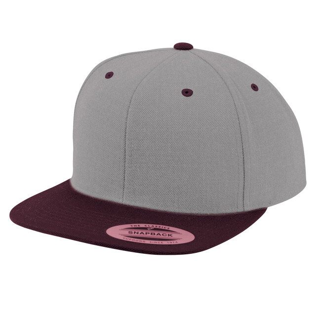 Yupoong Klassieke tweekleurige snapback cap UTFK1774_heathergreymaroon large