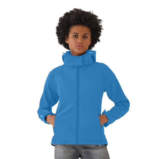 B and C Dames soft shell jas met capuchon UTFK2024_azure large