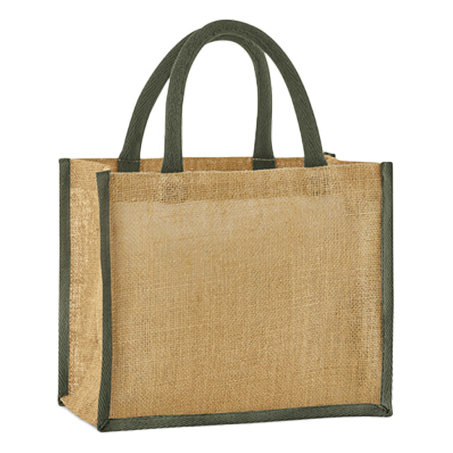 Westford Mill Midi gesteven jute 14l boodschappentas UTFK1670_naturalolivegreen large