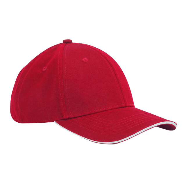 Beechfield Earthaware 6 paneel organic cotton sandwich peak cap UTFK1957_classicredwhite large