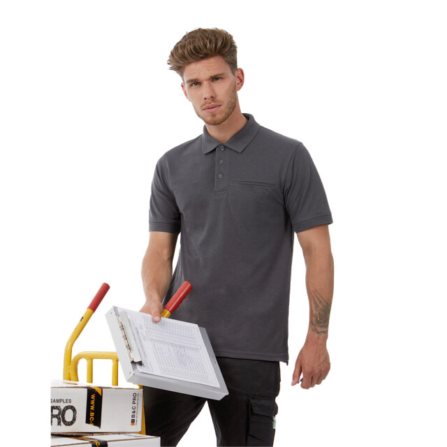 B and C Heren energy pro pocket poloshirt UTFK1632_darkgrey large