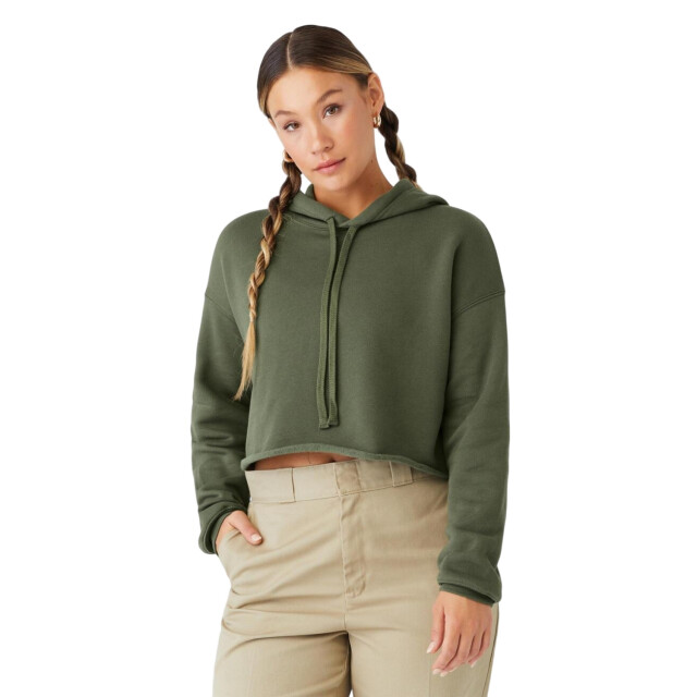 Bella + Canvas Dames fleece crop hoodie UTFK1989_militarygreen large