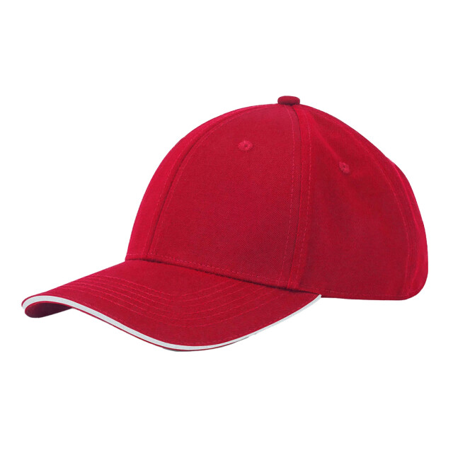 Beechfield Earthaware 6 paneel organic cotton sandwich peak cap UTFK1957_classicredwhite large