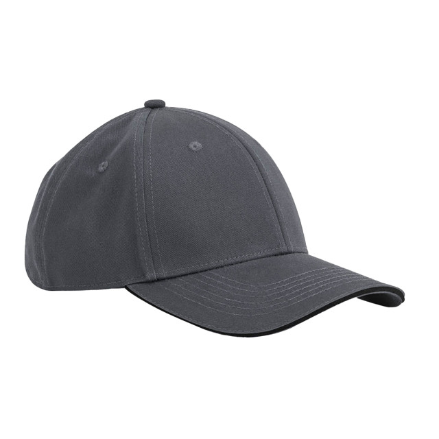 Beechfield Earthaware 6 paneel organic cotton sandwich peak cap UTFK1957_graphitegreyblack large