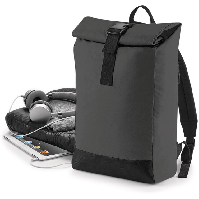 Bagbase Reflecterende roll top rugzak UTFK181_blackreflective large