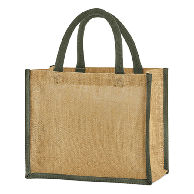 Westford Mill Midi gesteven jute 14l boodschappentas UTFK1670_naturalolivegreen large