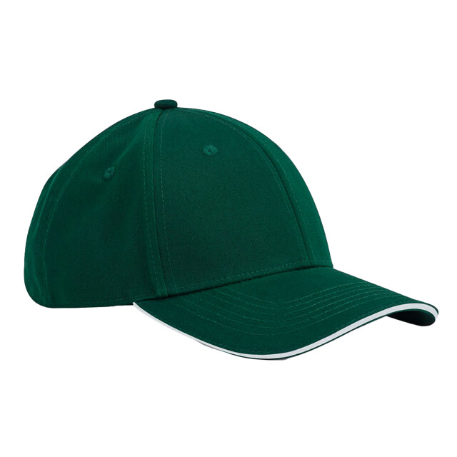 Beechfield Earthaware 6 paneel organic cotton sandwich peak cap UTFK1957_bottlegreenwhite large